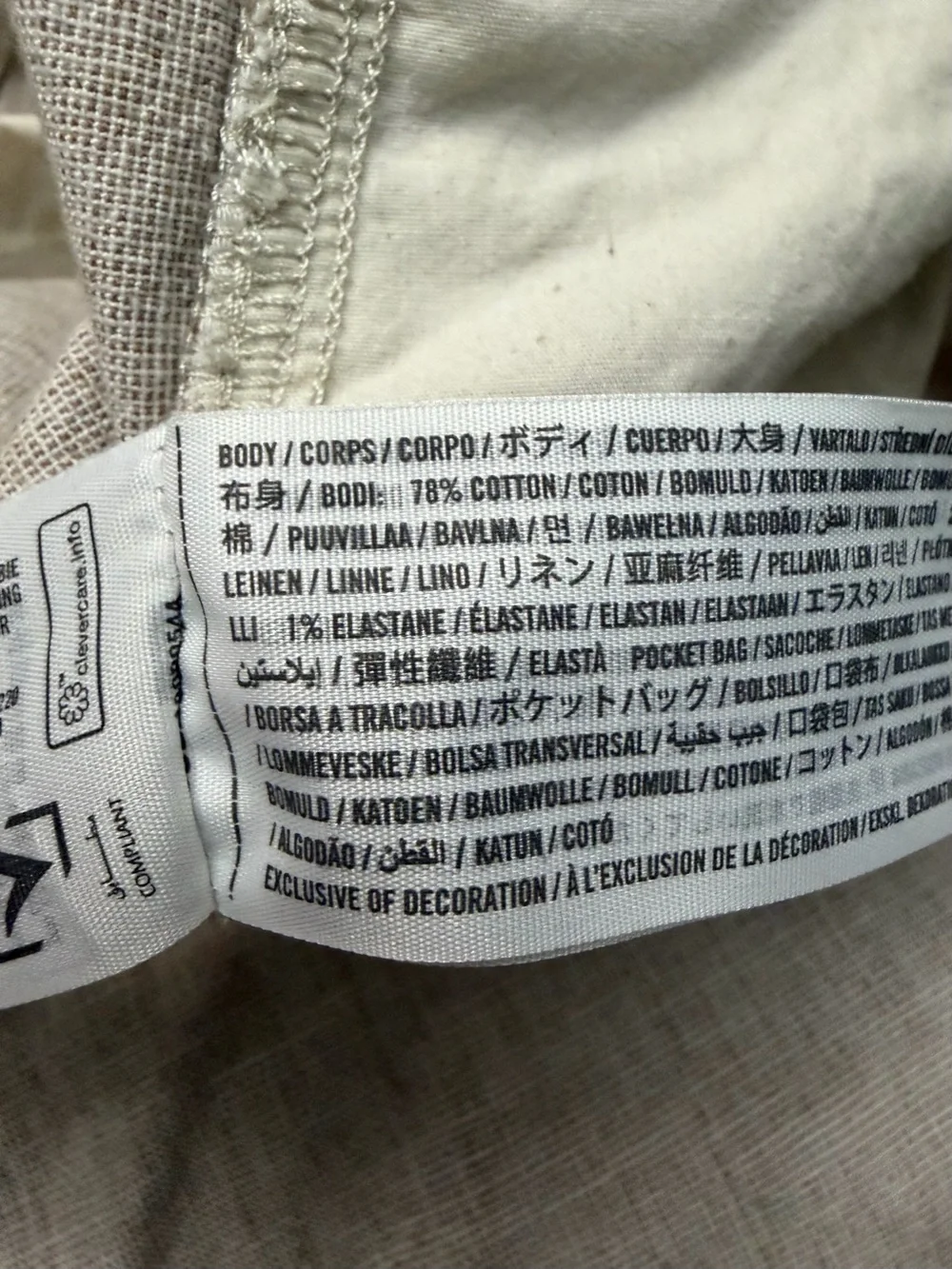Abercrombie & Fitch Light Beige Linen-Blend Chinos